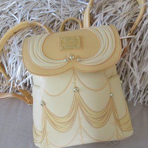 Loungefly Disney Beauty and Beast Backpack NEW Light Yellow Snap Closure